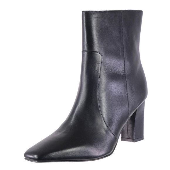 NEW J.CREW Booties Boots Mid-Calf Black Leather Sz. 11 Square Toe Side Zip - Picture 1 of 8